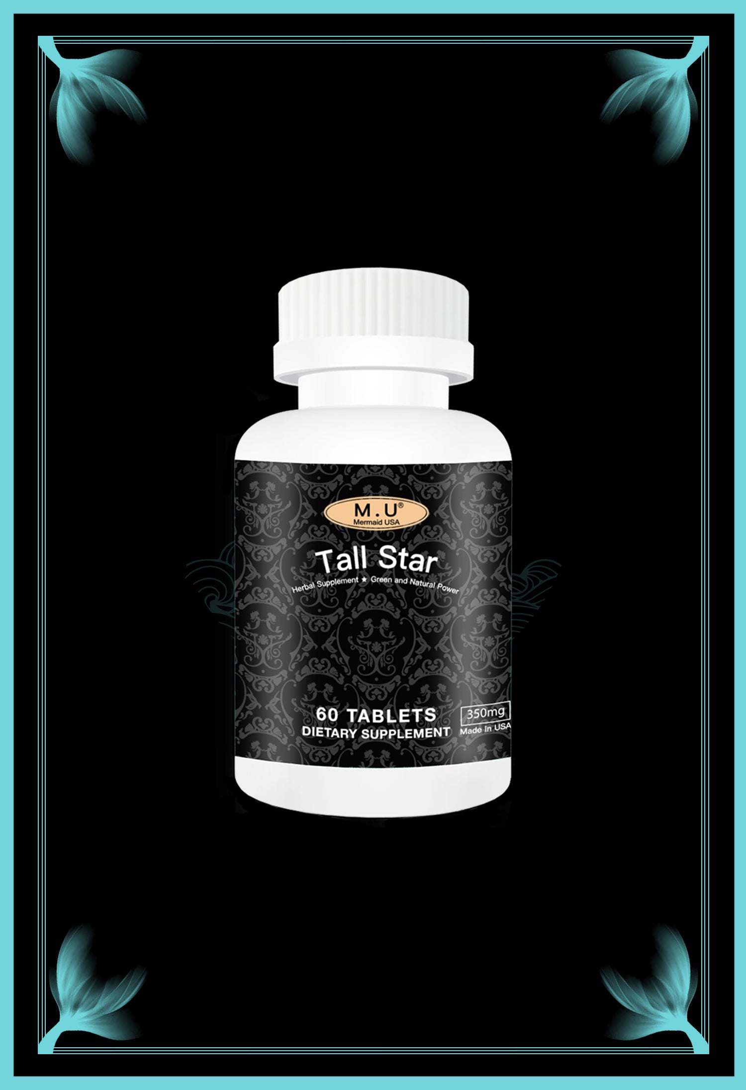 Heigh growth Maximizer Grow taller pills work for Kids, Teens, Adults--Tall Star- - Herbal Supplement--Green and Natural--Mermaid USA